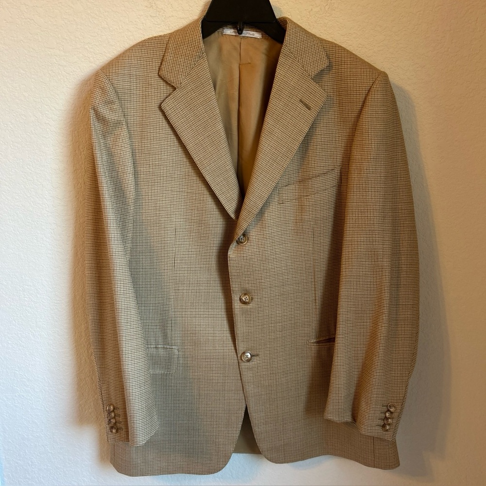 ERMENEGILDO ZEGNA Sport Coat Blazer Jacket Men’s 42 Beige Plaid